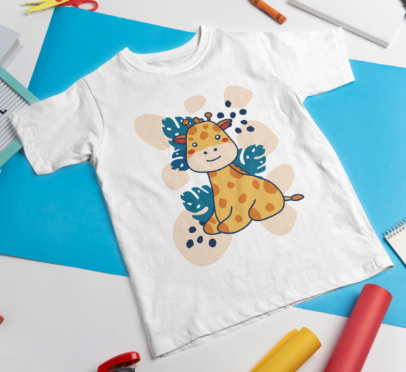 Child-t-shirt with crayon markers mockup-2000x1334