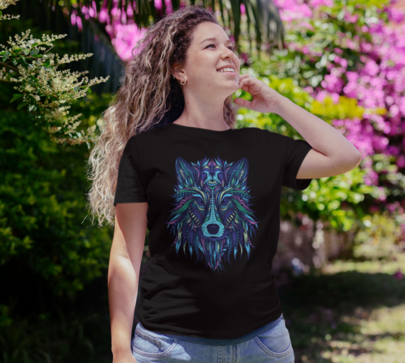 Pregnant-woman smiling in garden in t-shirt mockup-2000x1334